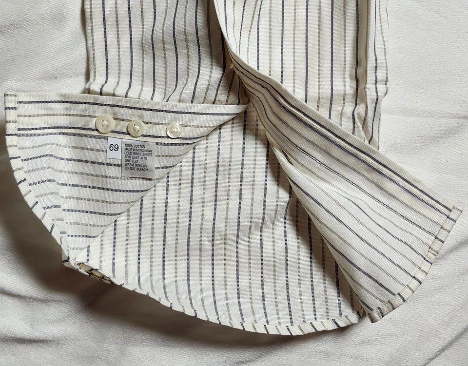 Valentino UOMO Ivory Black Striped Shirt Mens Cotton Size 16/32-33 - Image 4 of 4