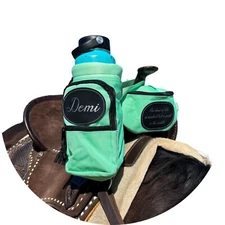 Personalized Horse Saddle Green Pommel Bag & Bottle Holder Set, Equestrian Gifts