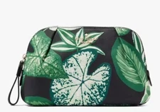 NWT KATE SPADE "CHELSEA" FERN LEAF GREEN PRINT MAKEUP TRAVEL TOILETRY BAG POUCH