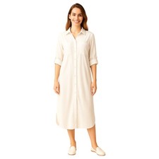 Ladies Womens Over Shirt Dress Top Oversized Sleeve Long Italian Cotton NEW