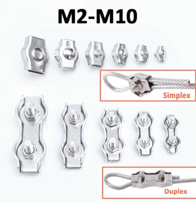 Simplex / Duplex Egg Shape U Bolt Thimble Steel Wire Grip Clamp Clips Rope Cable