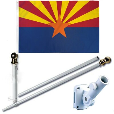 Arizona 3 x 5 FT Flag Set w/ 6-Ft Spinning Flag Pole + Bracket (Tangle Free)