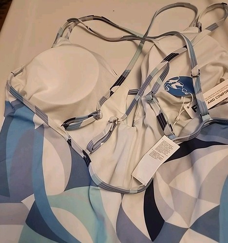 New Cupshe-Sea Surface Texture Deep V One Piece Swimsuit-Sz XL Criss Cross - Picture 6 of 15