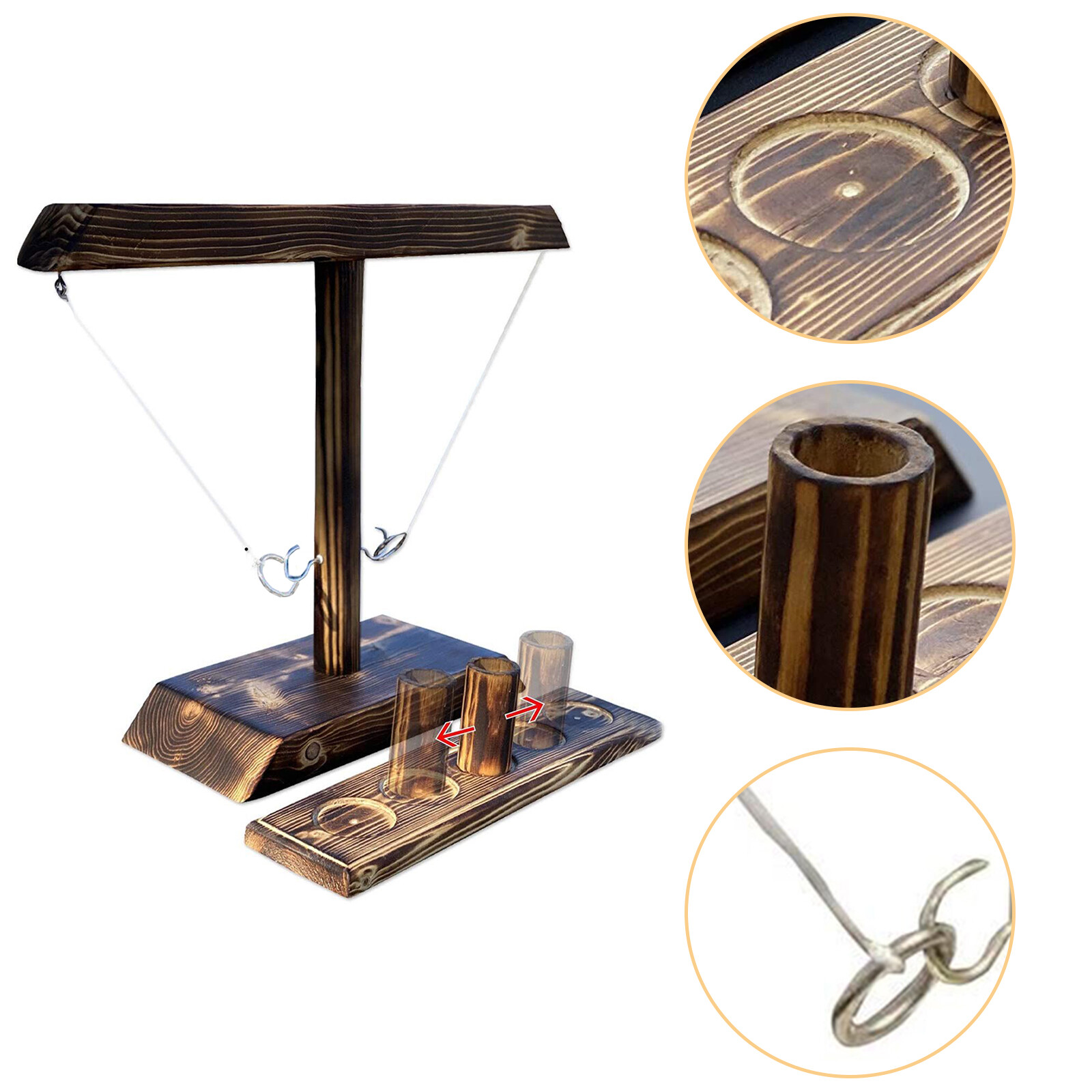 Wooden Hook and Ring Toss Battle Game Table Top Toss For Adults
