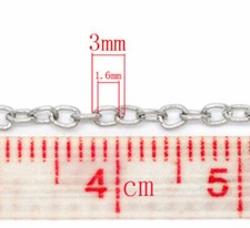 20M 65.6 Ft   Silver Tone Links Open Chain   3 x 2mm