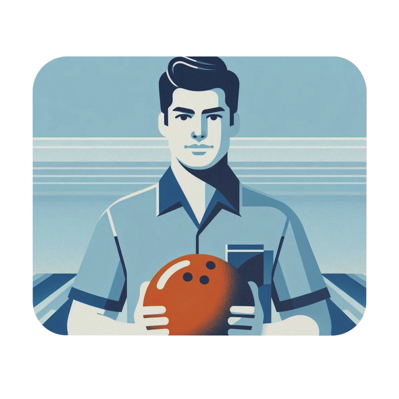 Mouse Pad (Rectangle) Professional Bowler Block Print Orange Blue Design 3-image