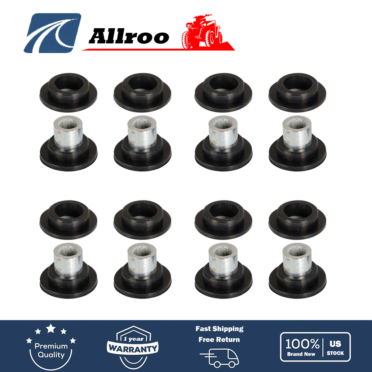 4 Shocks Bushing Bearing Kit For Arctic Cat 400 454 500 650 4X4 Top&Bottom All 4 Shocks Bushing Bearing Kit For Arctic Cat 400 454 500 650 4X4 Top&Bottom All