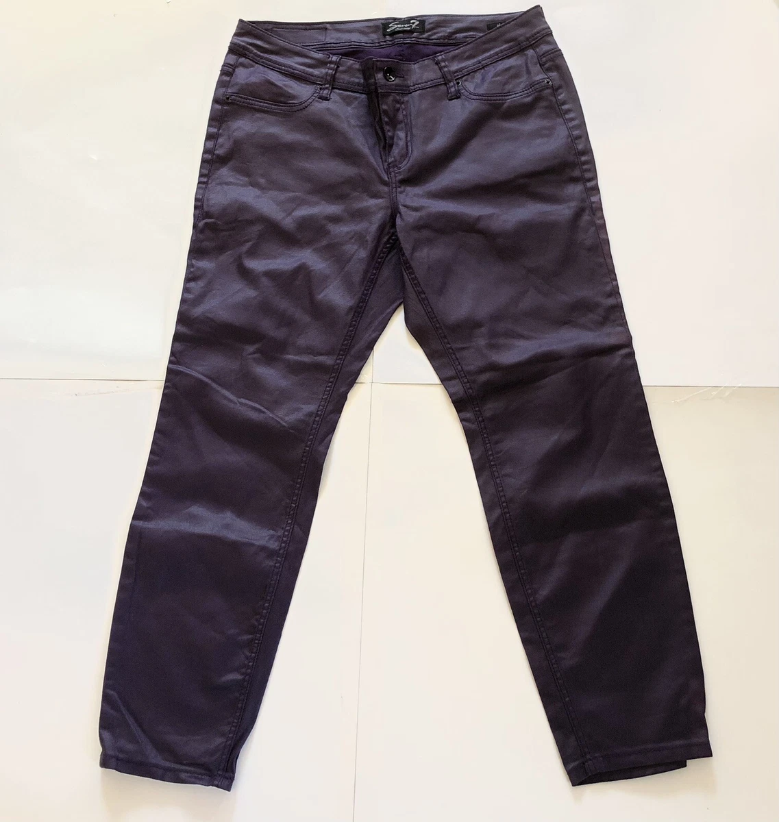 Seven 7 Luxe Plus Size Skinny Jeans Women s 16 Purple Shiny Coated Material