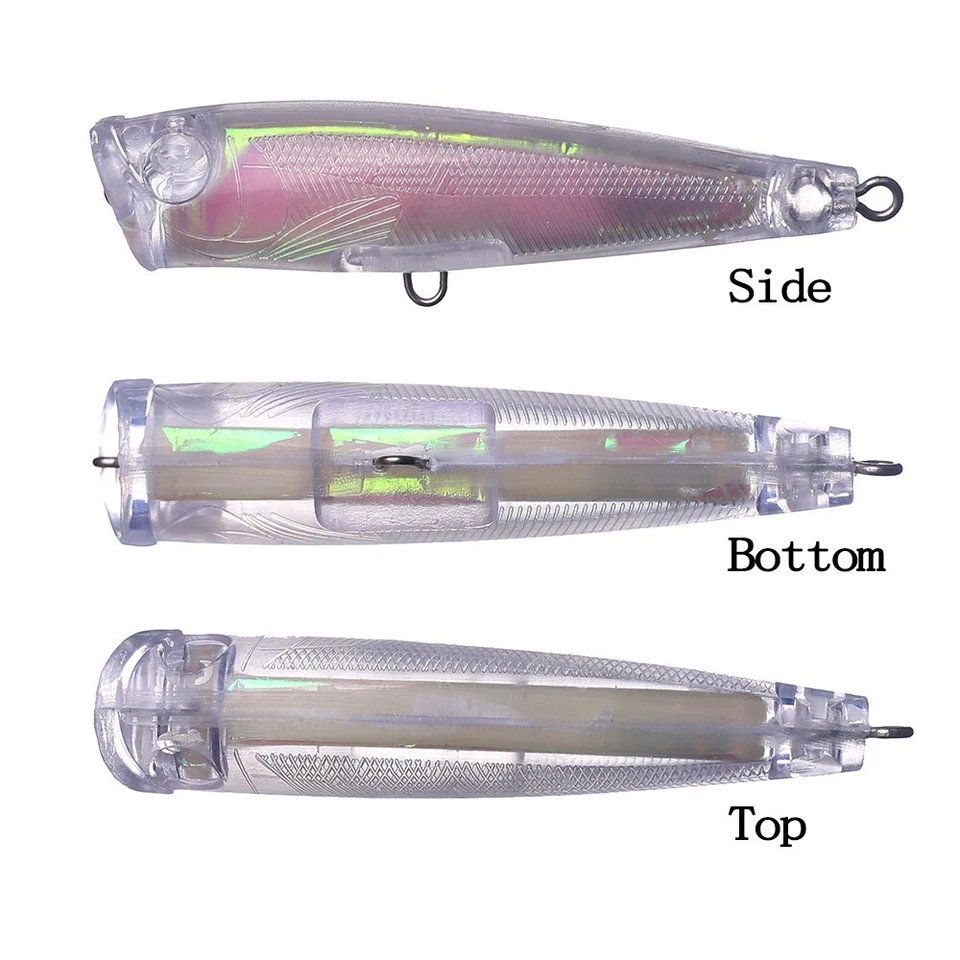 20PCS 7CM 5.8G Topwater Holographic Popper DIY Unpainted Bait Blank Fishing Lure - Image 3 of 4