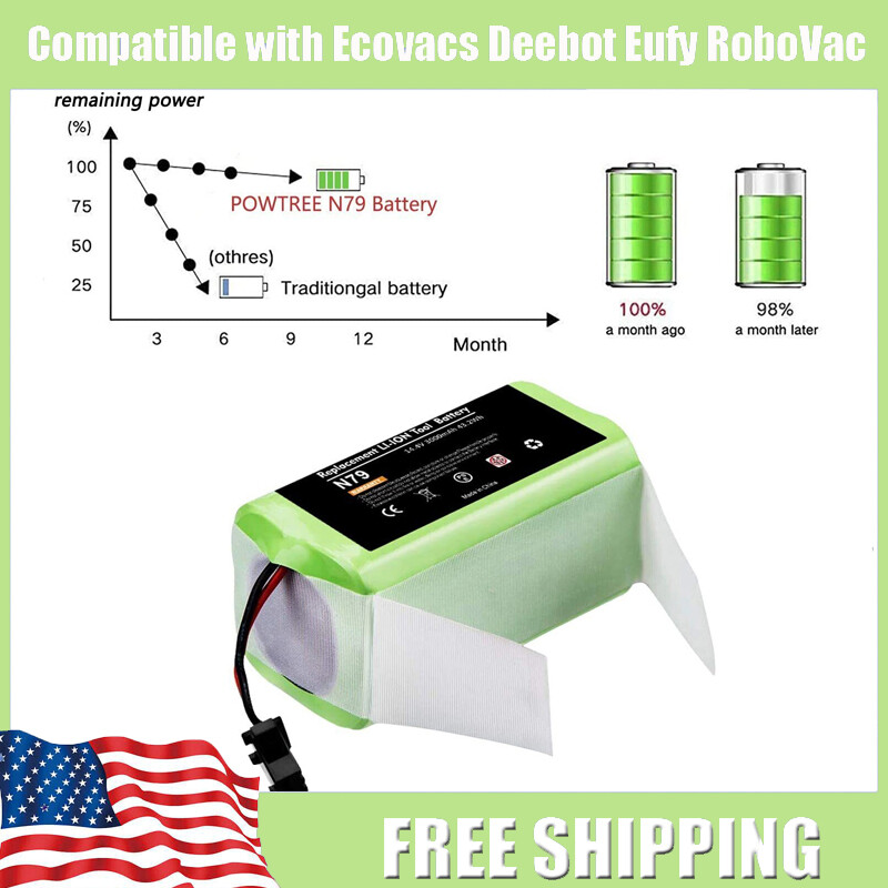14.4V 3000mAh Replacement Battery for Ecovacs Deebot and Eufy RoboVac Models