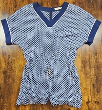 Tory Burch Navy Polka Dot Printed Jumpsuit 100% Viscose Size Small
