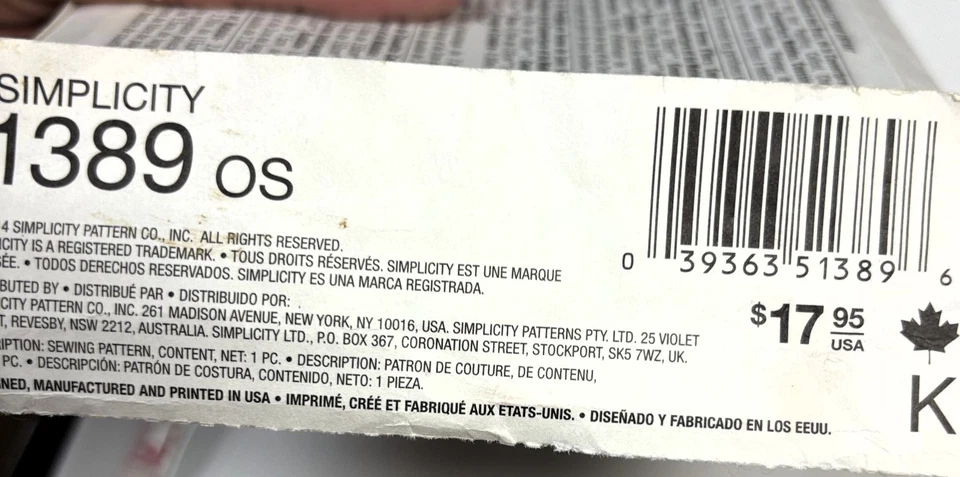 Simplicity Child Sleeping Bag Pad Sewing Pattern New UNCUT 1389 MSRP $17.95 - Image 3 of 3