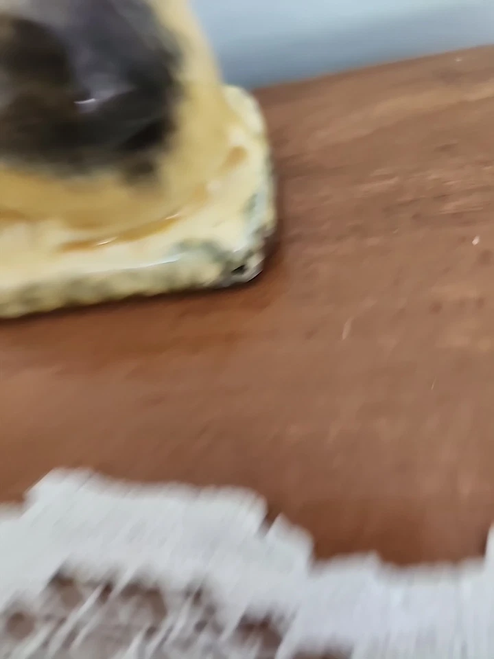 Antiguo banco de cerdos sentado de gres amarillo Roseville OH arte de cerámica Foto 2 de 4