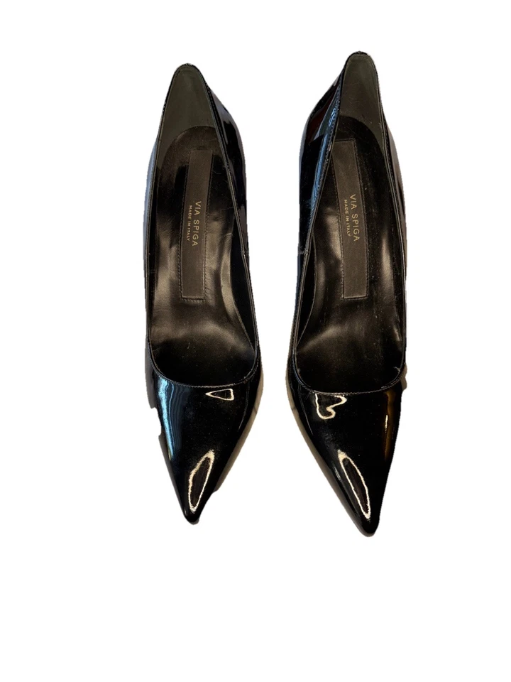 Via Spiga 黑色漆皮意大利制造,7 1/2,高跟鞋 — 第 2/4 张图片