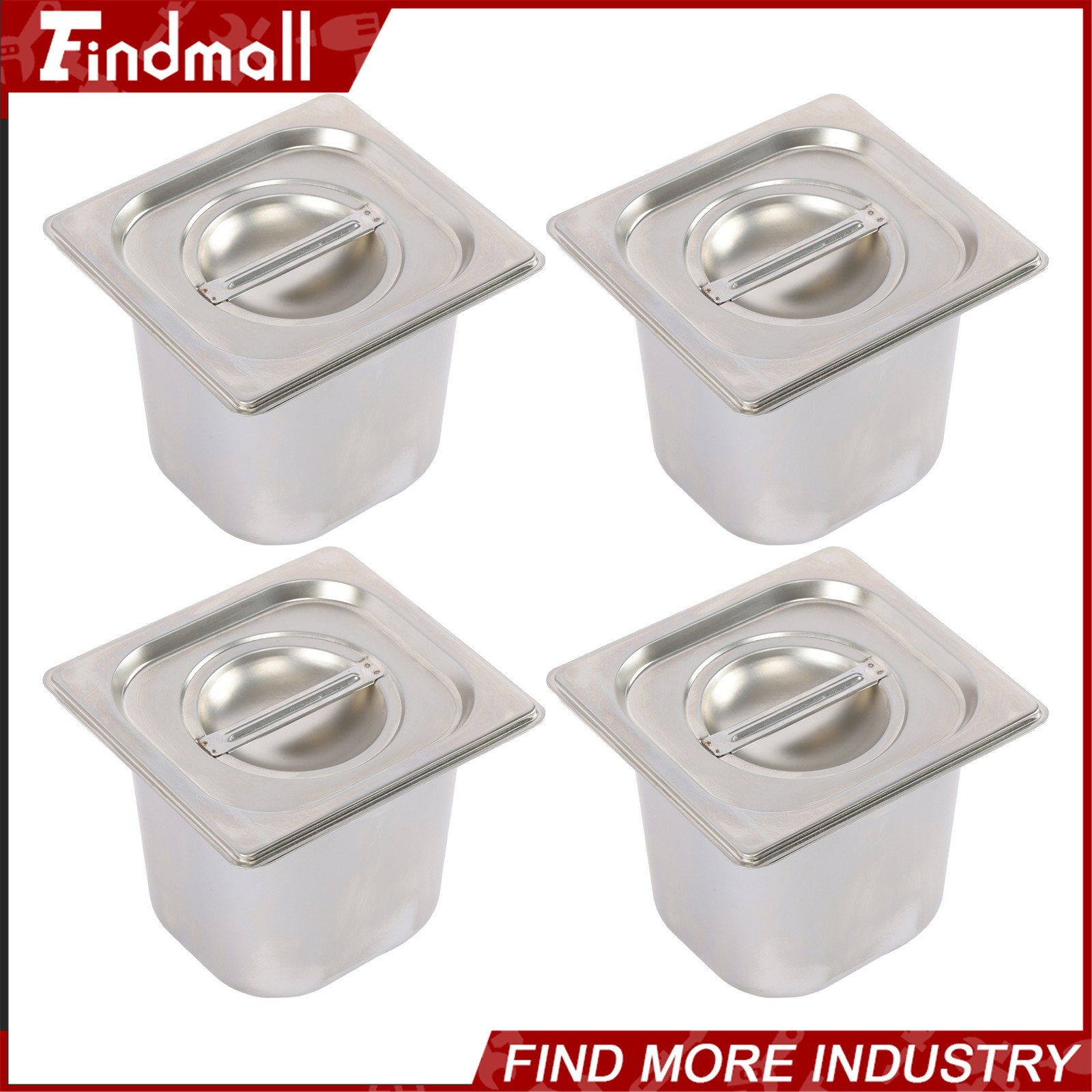 Findmall 4 Pack 6" Deep Steam Table Pan Hotel Pans Food Prep Stainless Steel
