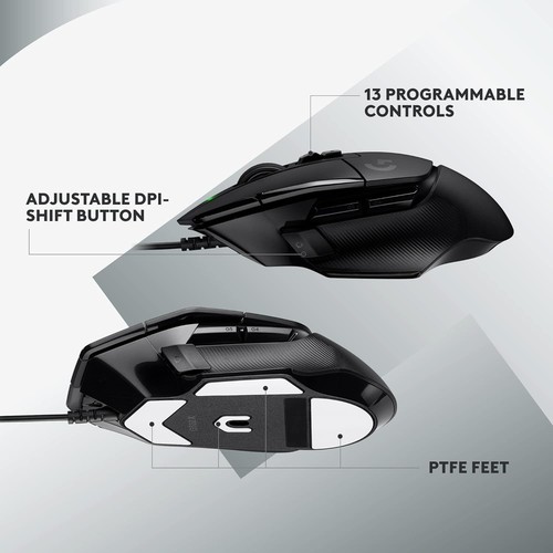 Logitech G G502 X Wired Gaming Mouse - LIGHTFORCE hybrid optical-mechanical prim - 第 4/7 張圖片