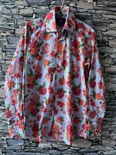 Hawes & Curtis London Men's Shirt Piccadilly Stretch Floral Pattern Medium VGC