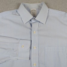Brooks Brothers Shirt Mens 16 Blue Pin Stripe Long Sleeve Casual Dress Button Up