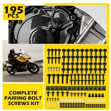 195Pcs Aluminum Fastener Clips Screws Motorcycle Bumper Panel Fairing Bolts Kit