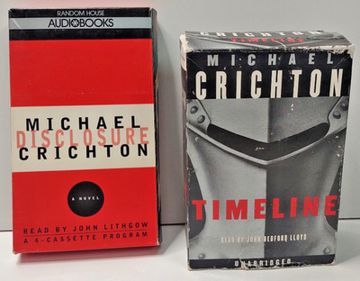 2 Michael Crichton Audio Book Cassette Tape Disclosure Timeline
