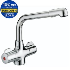 Bristan Manhatan Kitchen Sink Mixer Tap Double Lever Modern Easyfit Chrome