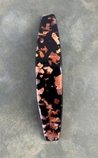 Vintage Made in France Black Copper Foil Flake Curved Hair Barrette Clip 5  