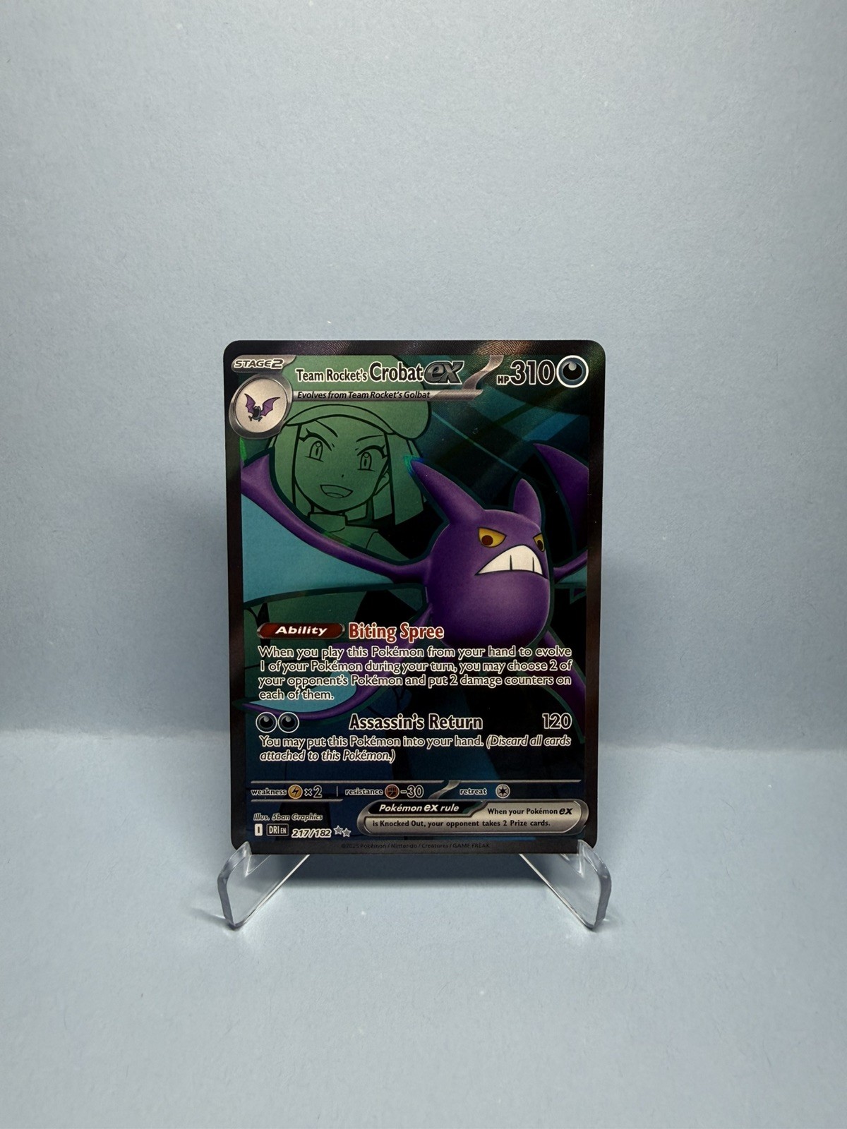 Pokemon Destined Rivals Card 217/182 Team Rocket's Crobat ex Ultra Rare