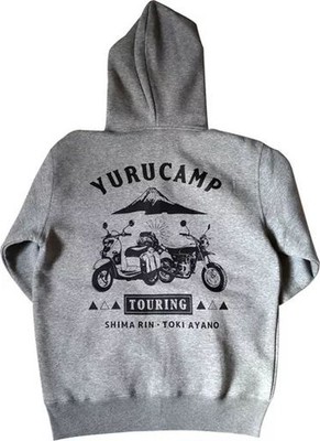 Soup Yuru Camp XL Touring Zip Hoodie Gray Shima Rin & Toki Ayano Print