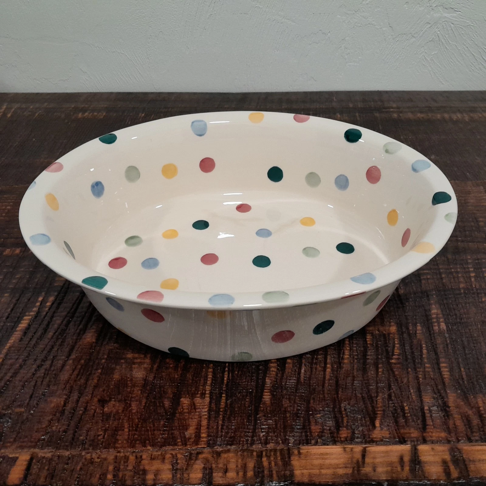 Emma Bridgewater Polka Dot Oval Baking Pie Dish Ovenproof Ceramic Baker England