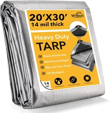 Tarp 20X30 Feet 14 Mil Heavy Duty Waterproof Tarp, Large Multipurpose Cover with