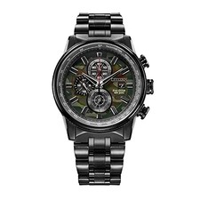 Citizen Herren Eco-Drive Nighthawk Chronograph Uhr 43mm Schwarz Grün CA0805-53X