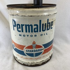 Vintage Permalube Motor Oil 5 Gallon Metal Can Standard Oil