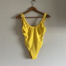 90s Vtg Italian Yellow One Piece Swimsuit Size 2 Made in Italy Wide Strap B Cup