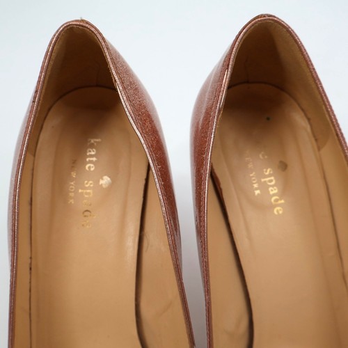 Kate Spade Rose Gold Krysta Stiletto Pumps Bow Glitter Size 8.5 Prom Princess - Picture 6 of 9