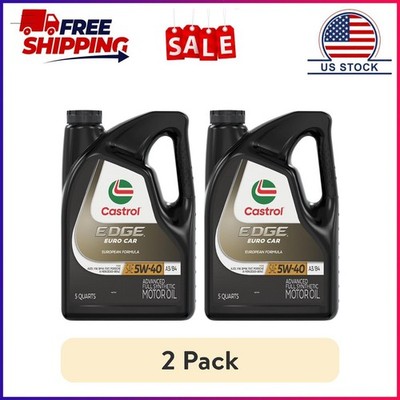 (2 pack) Castrol EDGE Euro 5W-40 A3/B4 Advanced Full Synthetic Motor Oil, 5 Quar