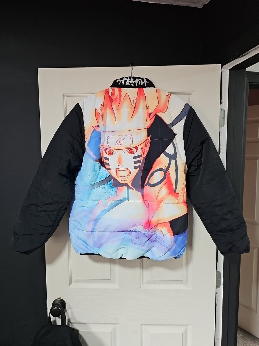 New w/o Tags Official Primitive Naruto Shippuden Anime Black Puffer Jacket  LARGE