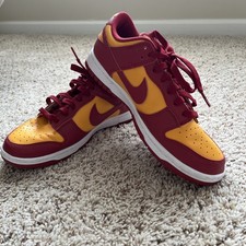 Nike Dunk Low Burgundy Yellow Leather Sneakers DD1391 701 Men's Size 8.5