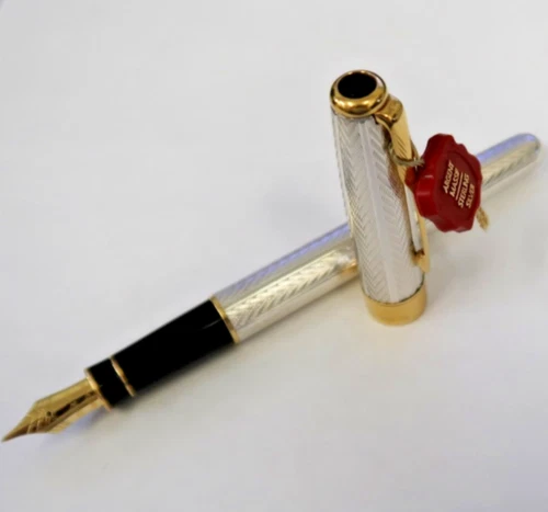 Parker Sonnet Fountain Pen Fougere Sterling Silver 18Kt F Pt Nib New In Box