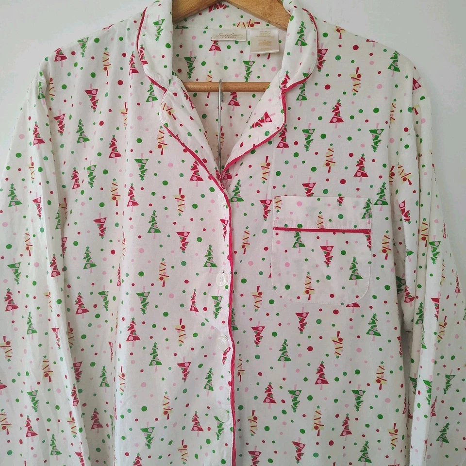 Conjunto de pijama de vacaciones Secret Treasures para mujer talla M 100 % algodón árboles de Navidad Foto 3 de 4