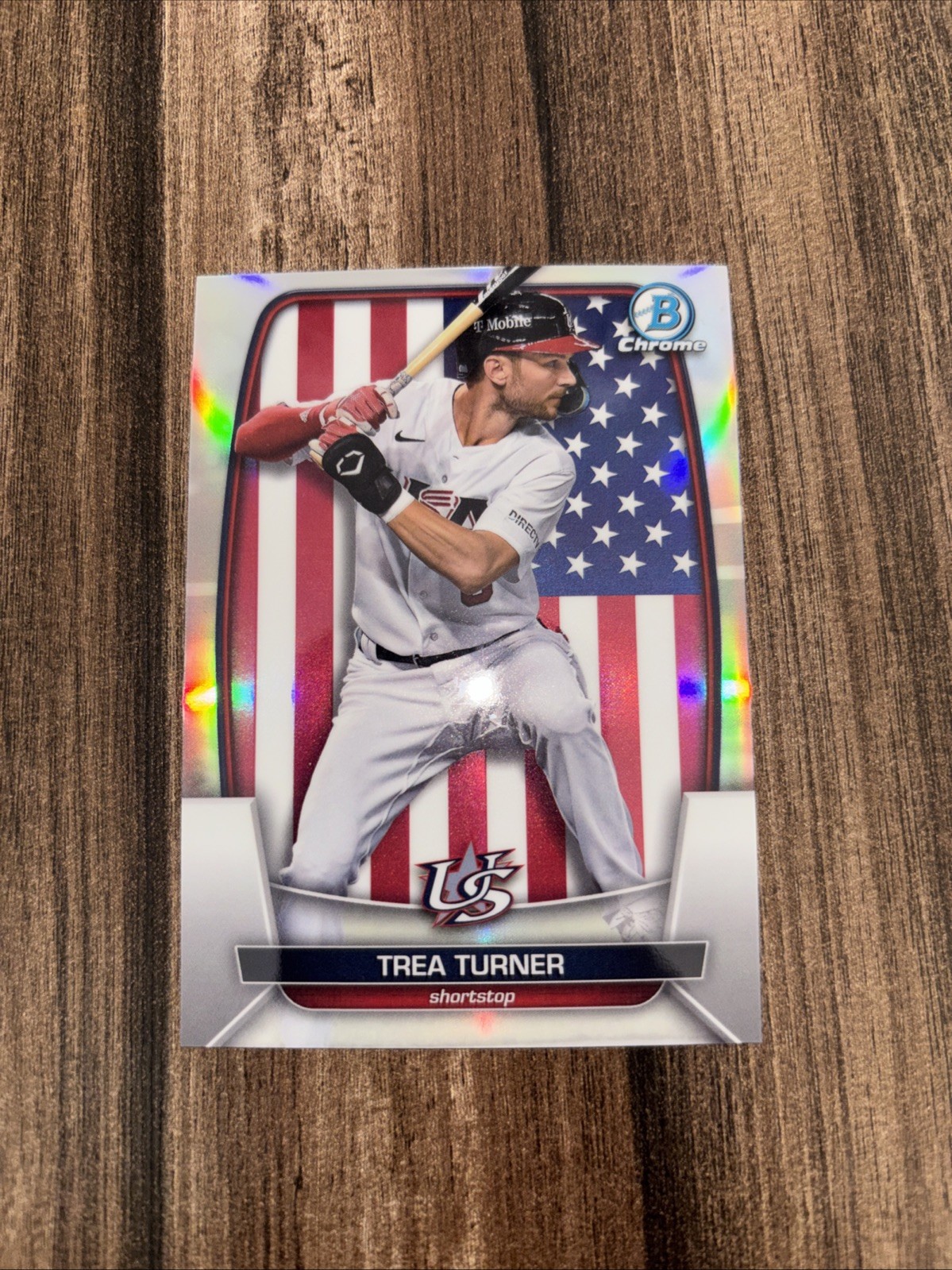 Trea Turner 2023 Bowman Chrome WBC Flag Refractor Variations /499 #WBC-84 USA