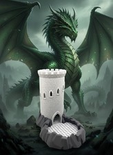 Castle Dice Tower with built-in Rock Tray designed for Board Games, MTG, DND.