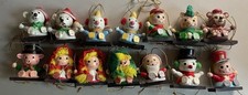 VTG Wooden Painted Christmas Ornaments-Clown, Bears, Elves, Santa
