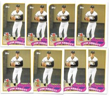 JIM ABBOTT ROOKIE 8 CARD LOT 1989 TOPPS #1 DRAFT PICK 573 CALIFORNIA ANGELS