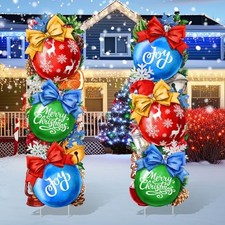 2 Pcs Ball Christmas Decorations Outdoor 38 Inch Christmas Yard Signs with