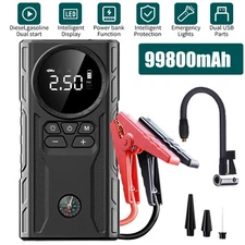 99800mAh Car Jump Starter Booster Jumper Box Tire Inflator Compressor Air Pump