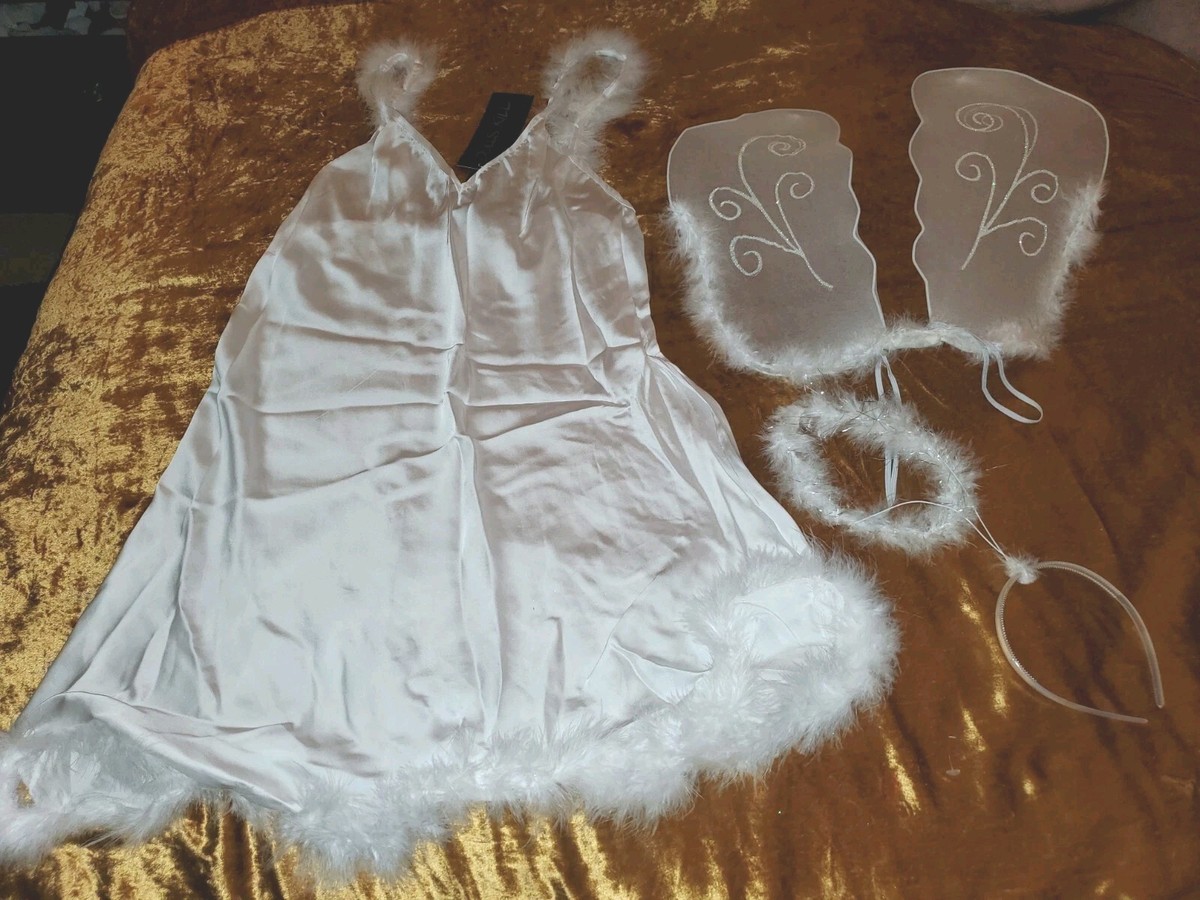 Trickz & Treatz White Angel Costume Halo Wings 2X $80 Plus Size