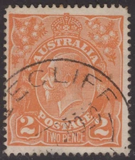 Australia KGV 2d orange, “EDGECLIFF” NSW pmk