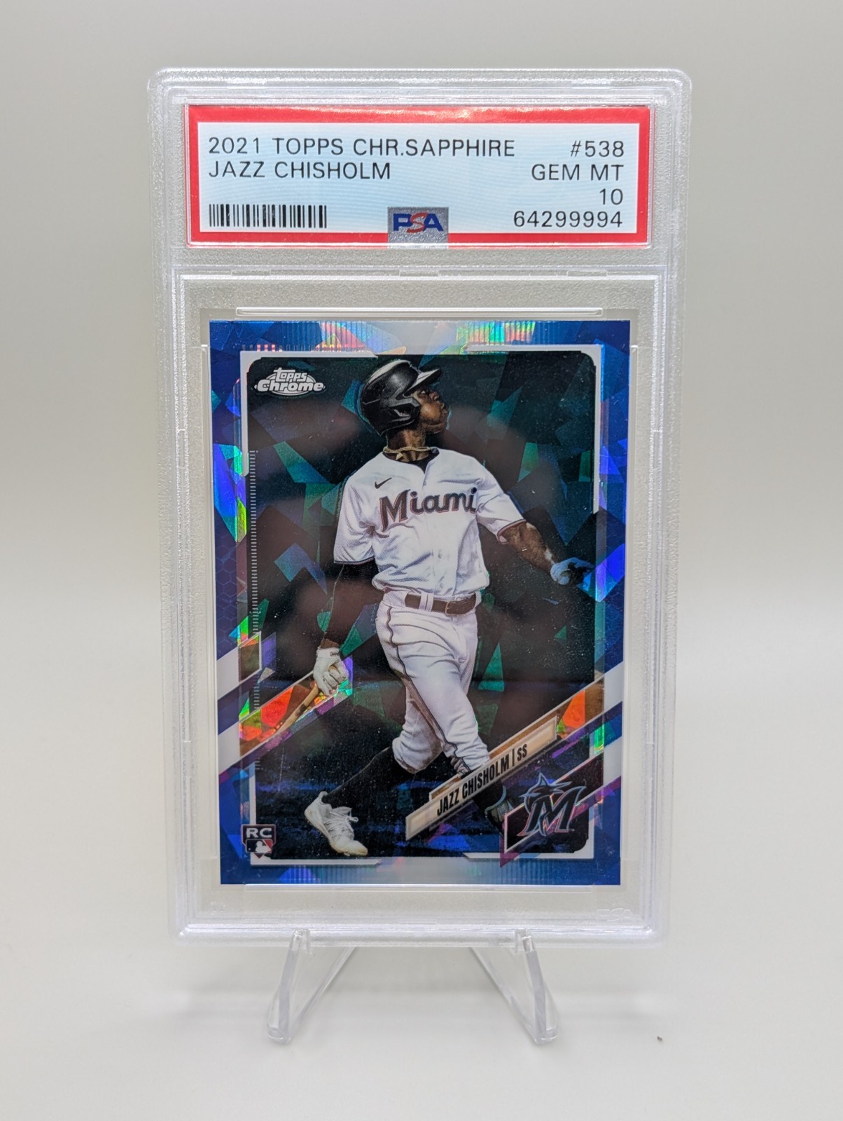 2021 Topps Chrome Sapphire JAZZ CHISHOLM RC PSA 10 Miami Marlins GEM MT #538