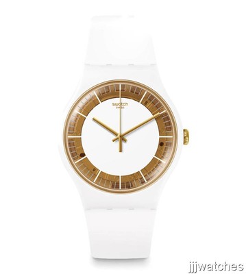 New Swiss Swatch Think Fun SILIWHITE White Silicone Watch 41 mm SUOW158 $85