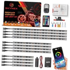 Motorcycle Led Lights:12PCS Energy Saver LED Lights Strips RGB Underglow Kit,